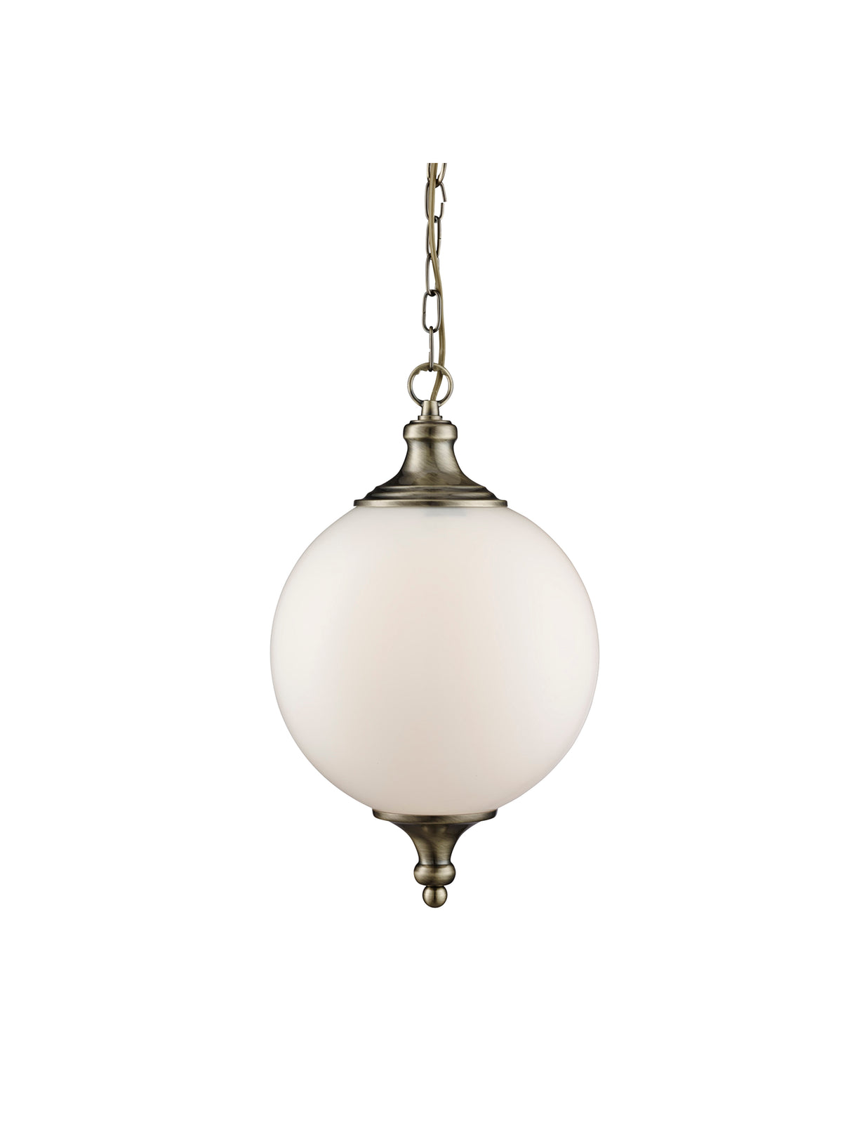 Vulcan Pendant  - Antique Brass Metal & Opal Glass