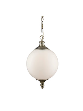 Vulcan Pendant  - Antique Brass Metal & Opal Glass