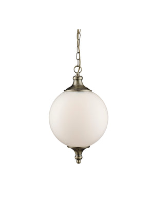 Vulcan Pendant  - Antique Brass Metal & Opal Glass