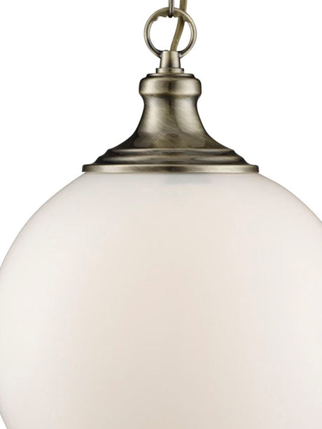 Searchlight Electric Vulcan Pendant  - Antique Brass Metal & Opal Glass 3051AB