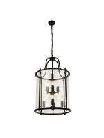 Lantern Grande 8Lt Pendant - Black Metal & Glass