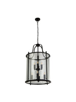 Searchlight Electric Lantern Grande 8Lt Pendant - Black Metal & Glass 3068-8BK