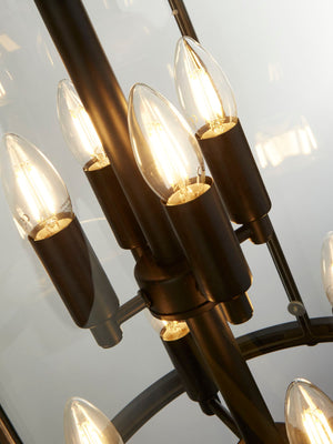 Searchlight Electric Lantern Grande 8Lt Pendant - Black Metal & Glass 3068-8BK