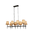 Gothic 8Lt Bar Pendant- Hammered Black Metal & Natural Linen