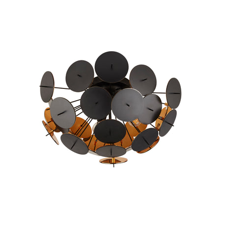 Searchlight Electric Discus 3Lt Semi-Flush  - Black Metal, Black & Gold PC Discs 3073-3BG