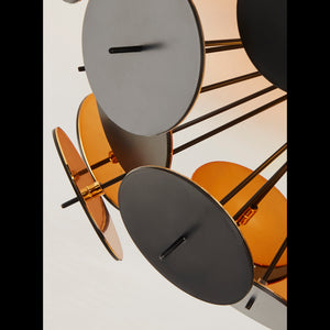 Searchlight Electric Discus 3Lt Semi-Flush  - Black Metal, Black & Gold PC Discs 3073-3BG