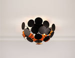 Searchlight Electric Discus 3Lt Semi-Flush  - Black Metal, Black & Gold PC Discs 3073-3BG