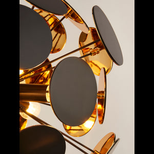 Searchlight Electric Discus 4Lt Pendant  - Black Metal, Black & Gold PC Discs 3074-4BG