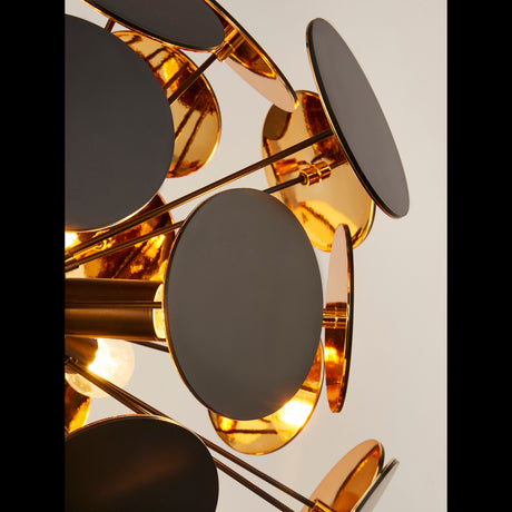 Searchlight Electric Discus 4Lt Pendant  - Black Metal, Black & Gold PC Discs 3074-4BG