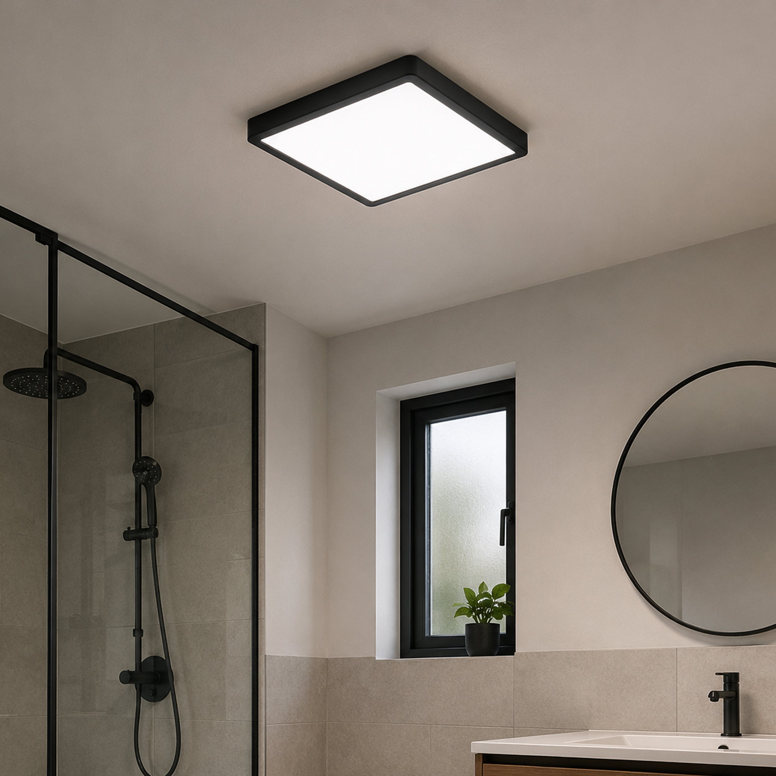 Eglo EU FUEVA?5 Bathroom LED Ceiling Light – White Steel, Round, 4000?K White Light, Indoor Lighting