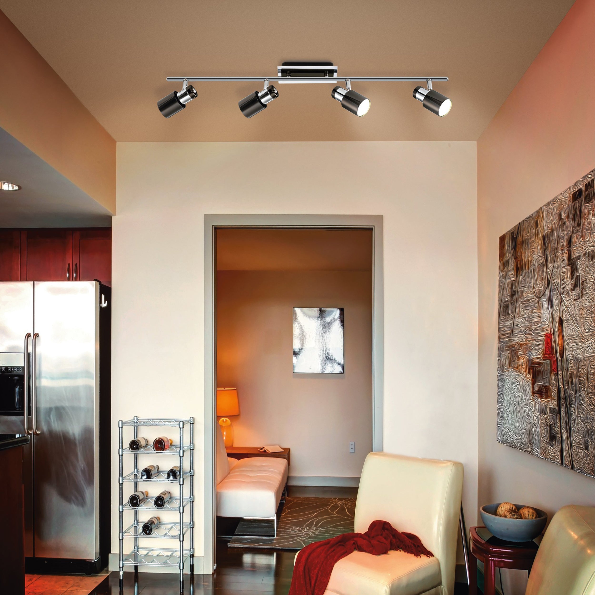 Eglo EU Davida 1 Steel Chrome & White LED 4-Light Ceiling Spotlight product image - Endon Lighting from First Light Direct with great prices and fast UK delivery