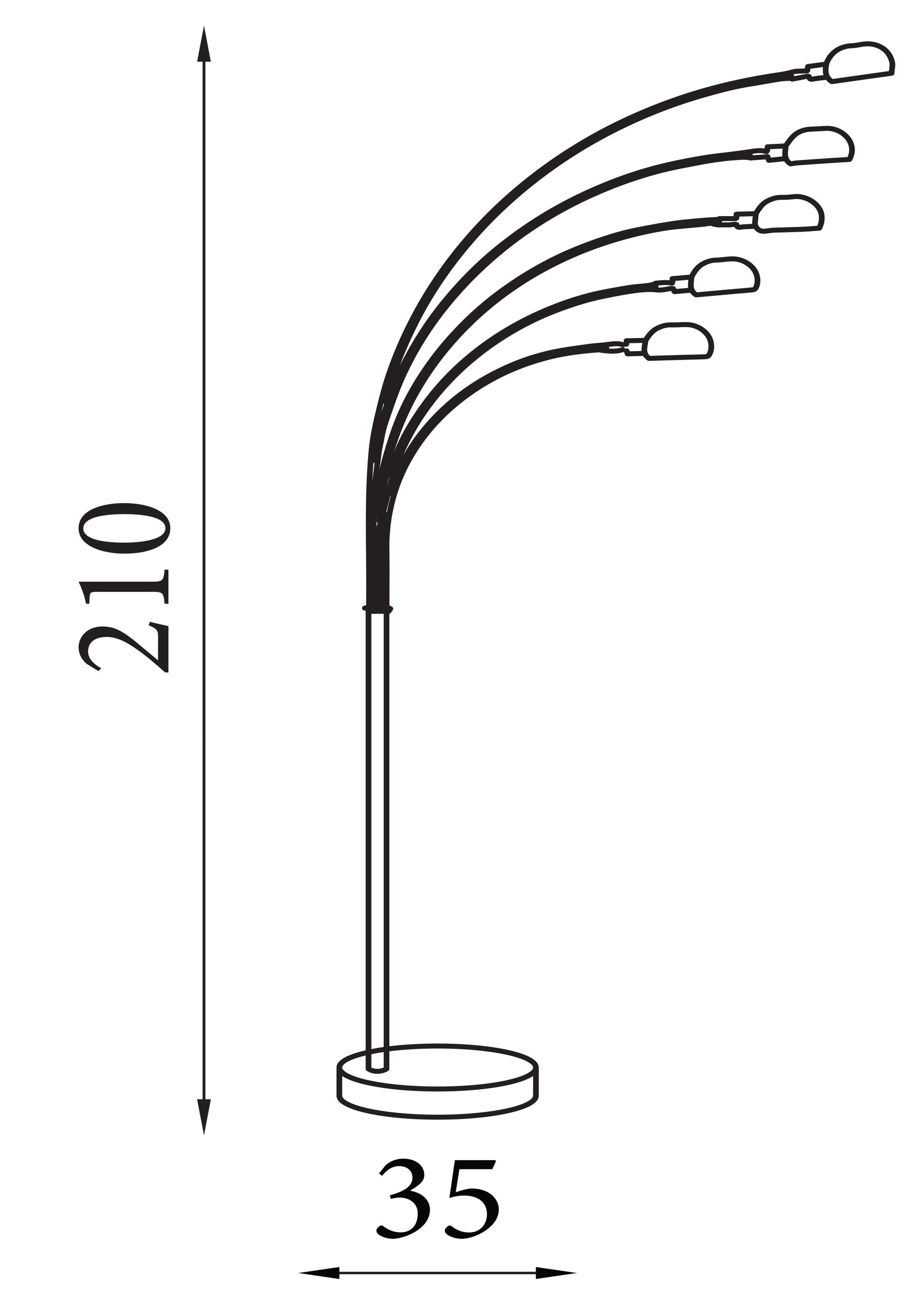 Searchlight Electric Giraffe 5Lt Floor Lamp  - Chrome Metal & White Marble Base 3085-5CC