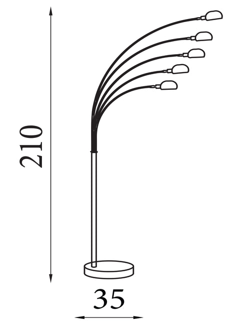 Searchlight Electric Giraffe 5Lt Floor Lamp  - Chrome Metal & White Marble Base 3085-5CC