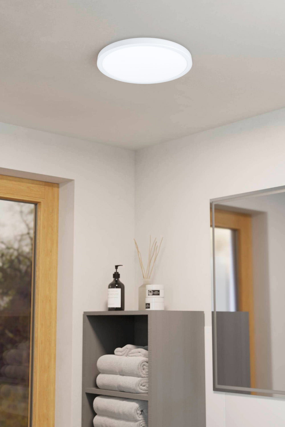 Eglo EU FUEVA?5 Bathroom LED Ceiling Light – Chrome Steel, Round, 4000?K White Light, Indoor Lighting