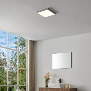 Eglo EU FUEVA?5 Bathroom LED Ceiling Light – Chrome Steel, Square, 4000?K White Light, Indoor Lighting