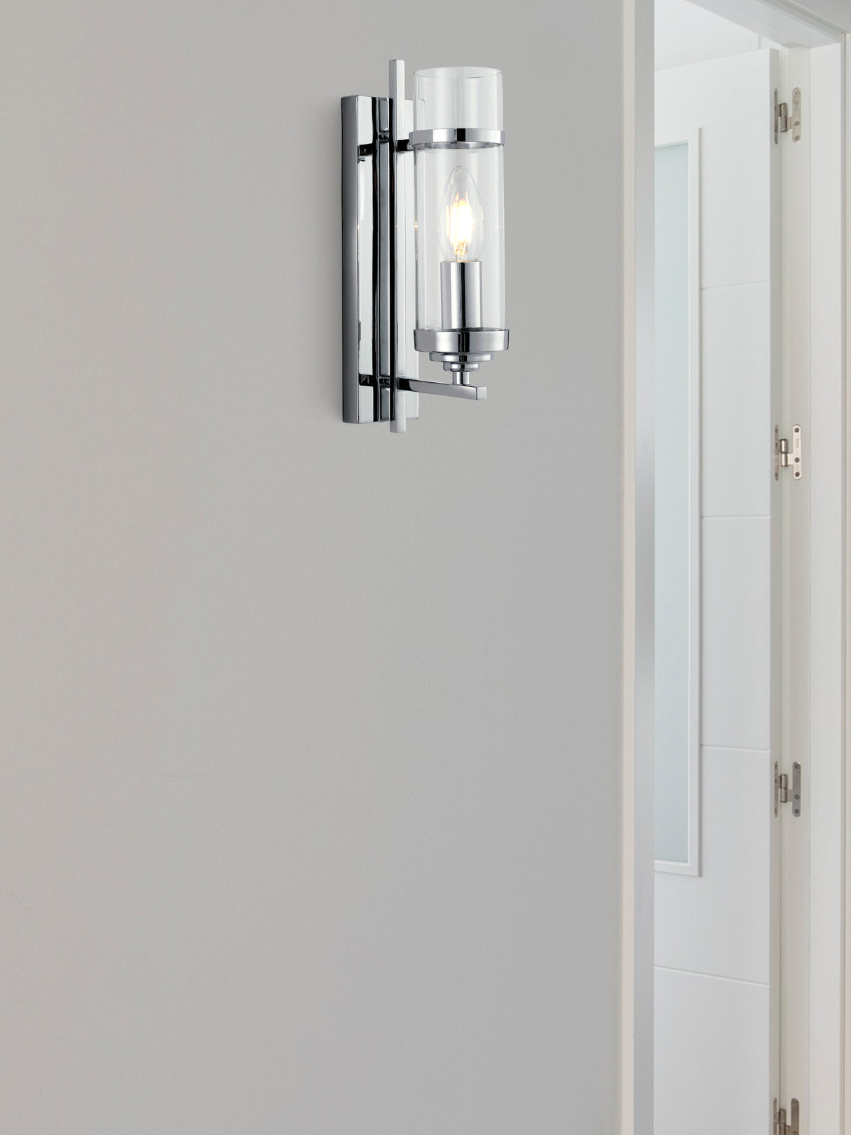 Searchlight Electric Milo  Wall Light  - Chrome Metal & Glass 3091-1CC