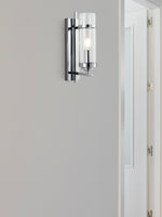 Searchlight Electric Milo  Wall Light  - Chrome Metal & Glass 3091-1CC