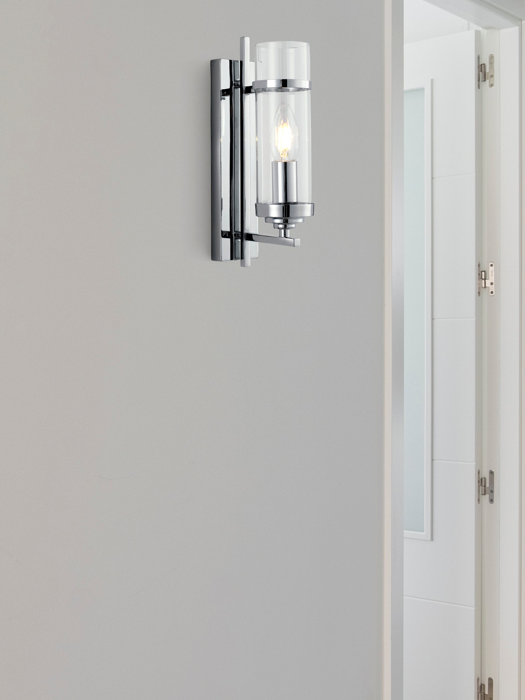 Searchlight Electric Milo  Wall Light  - Chrome Metal & Glass 3091-1CC