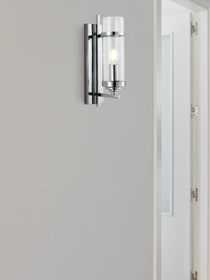 Searchlight Electric Milo  Wall Light  - Chrome Metal & Glass 3091-1CC