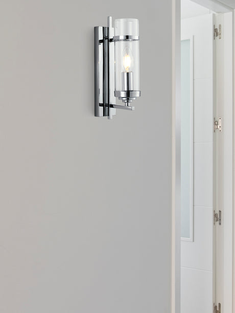 Searchlight Electric Milo  Wall Light  - Chrome Metal & Glass 3091-1CC