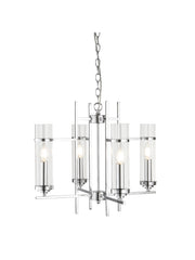 Milo  4Lt Pendant  - Chrome Metal & Glass