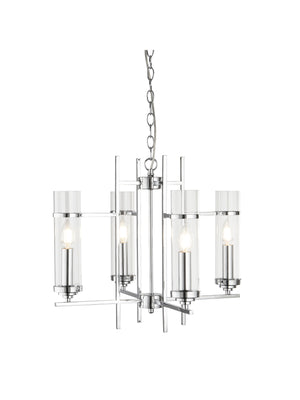 Milo  4Lt Pendant  - Chrome Metal & Glass