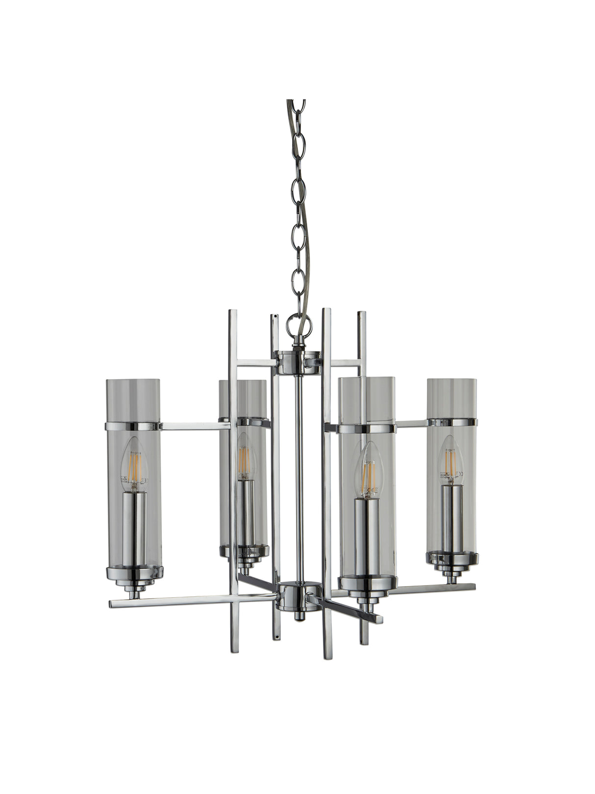 Searchlight Electric Milo  4Lt Pendant  - Chrome Metal & Glass 3094-4CC