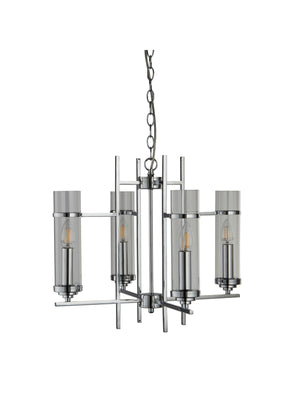 Searchlight Electric Milo  4Lt Pendant  - Chrome Metal & Glass 3094-4CC