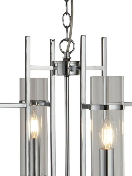 Searchlight Electric Milo  4Lt Pendant  - Chrome Metal & Glass 3094-4CC