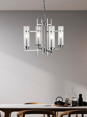 Searchlight Electric Milo  4Lt Pendant  - Chrome Metal & Glass 3094-4CC