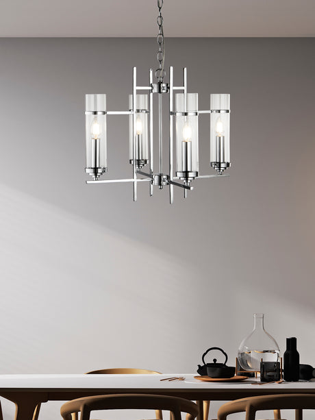Searchlight Electric Milo  4Lt Pendant  - Chrome Metal & Glass 3094-4CC