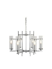 Milo  6Lt Pendant - Chrome Metal & Glass