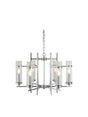 Milo  6Lt Pendant - Chrome Metal & Glass