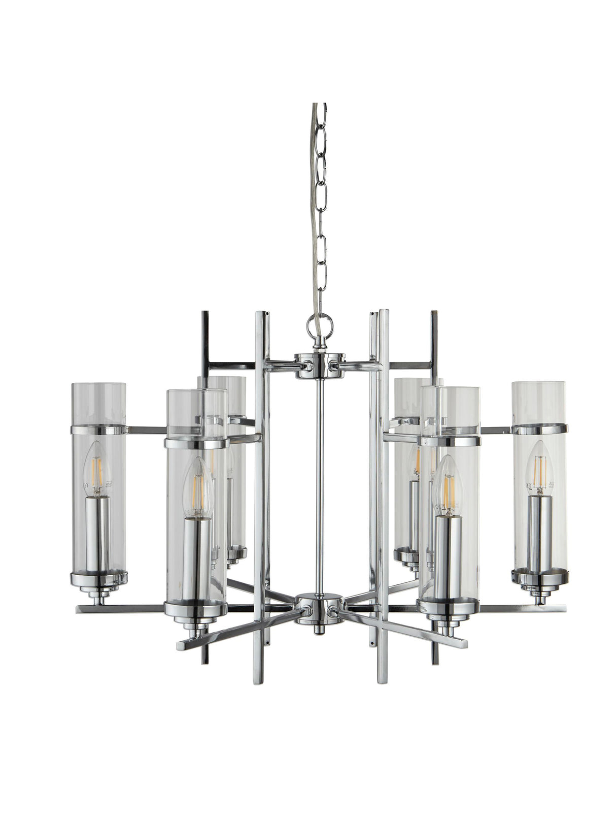 Searchlight Electric Milo  6Lt Pendant - Chrome Metal & Glass 3096-6CC
