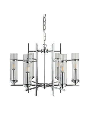 Searchlight Electric Milo  6Lt Pendant - Chrome Metal & Glass 3096-6CC