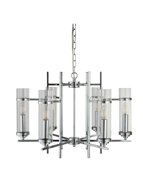 Searchlight Electric Milo  6Lt Pendant - Chrome Metal & Glass 3096-6CC