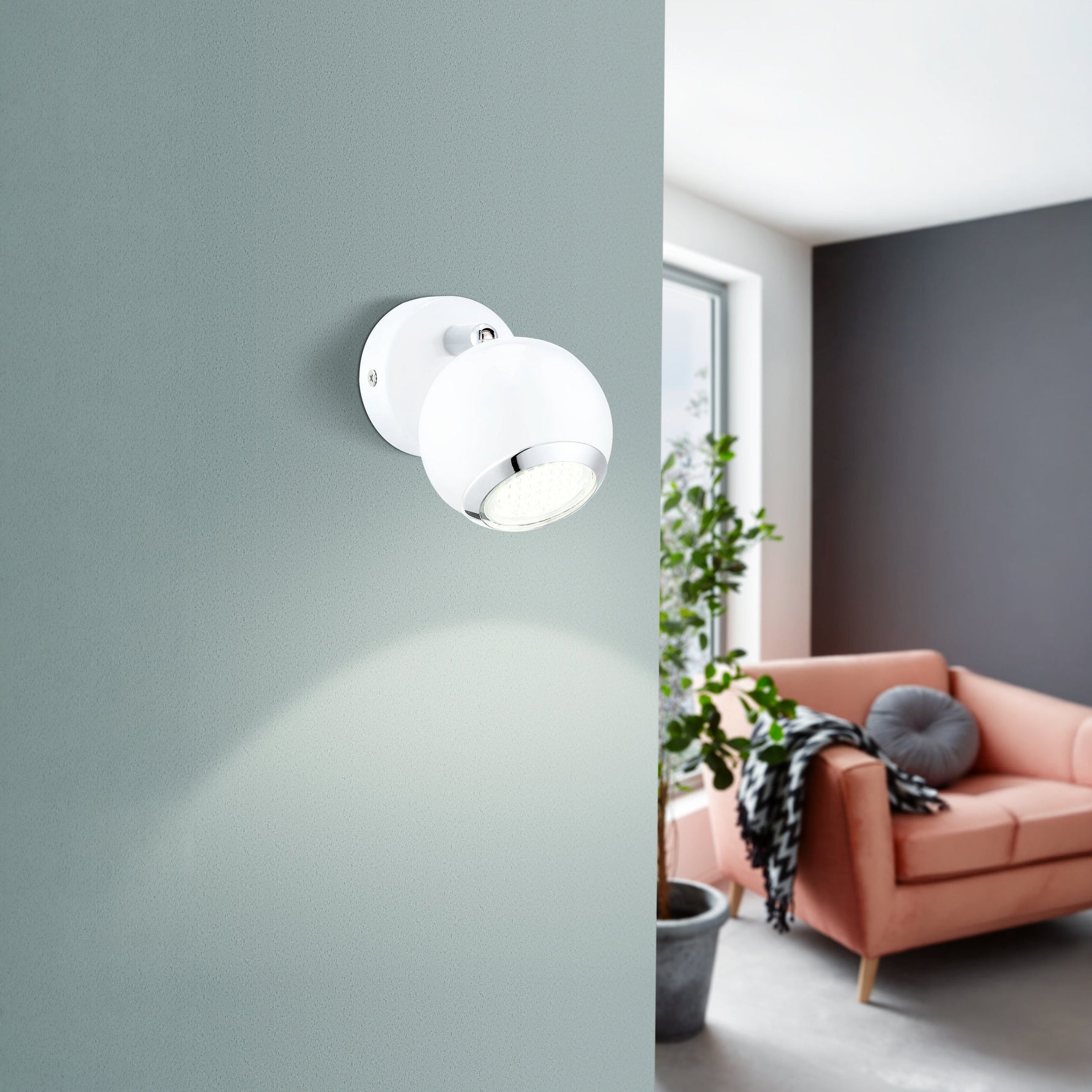 Eglo EU Bimeda LED Nickel-Nero/Chrome Steel Single Spotlight product image - Endon Lighting from First Light Direct with great prices and fast UK delivery