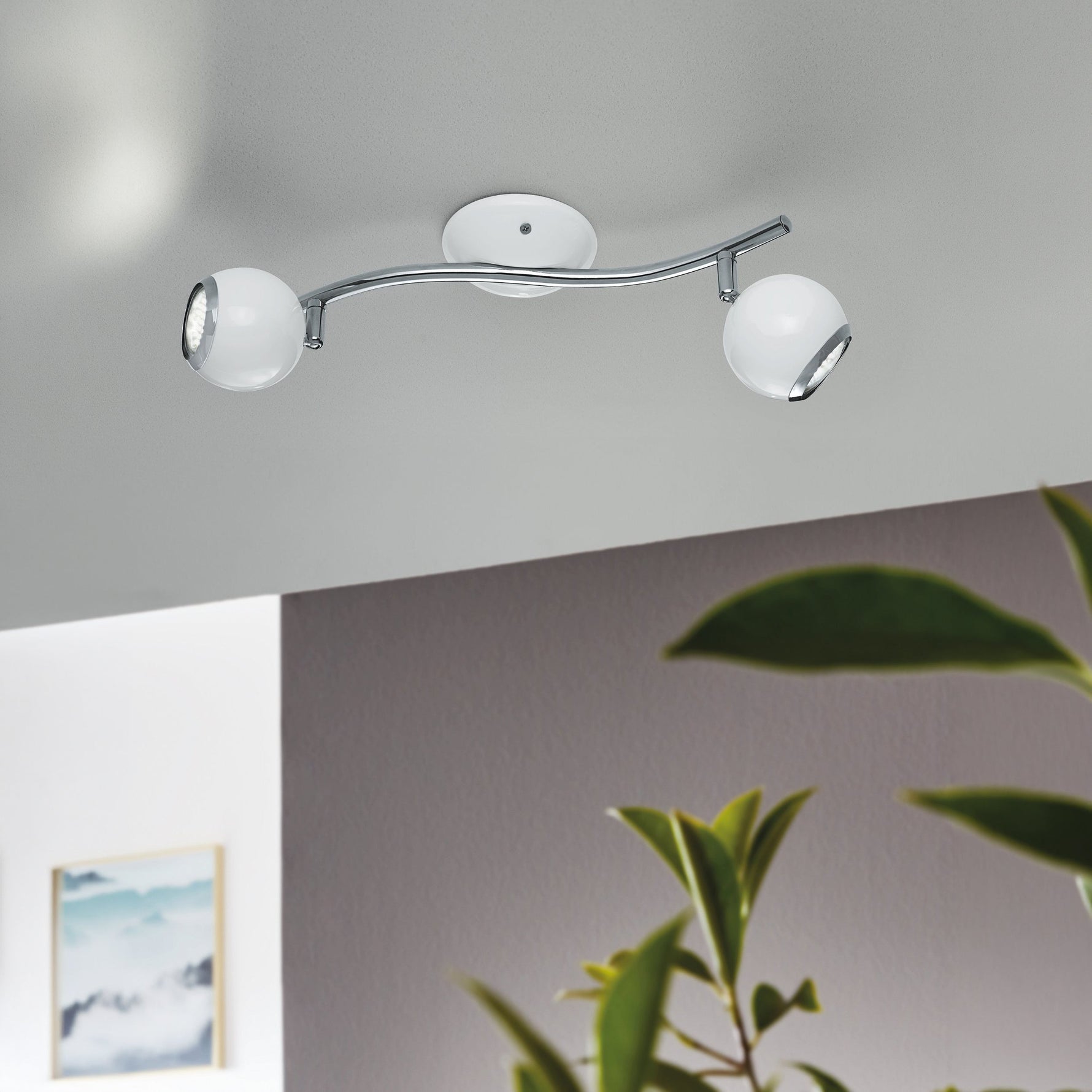 Eglo EU Bimeda LED Nickel-Nero/Chrome Steel 2-Light Spotlight product image - Endon Lighting from First Light Direct with great prices and fast UK delivery