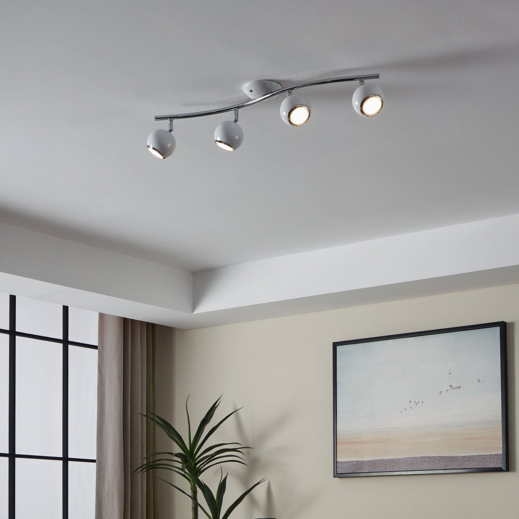 Eglo EU Magnum-LED Satin Nickel & Chrome Classic 4-Light Spotlight product image - Endon Lighting from First Light Direct with great prices and fast UK delivery