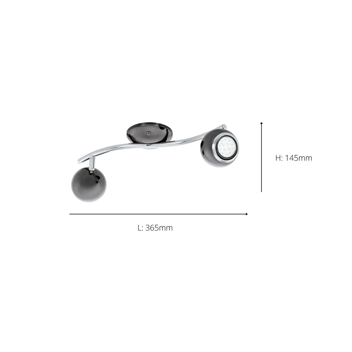 Eglo EU Bimeda LED Nickel-Nero/Chrome Steel 2-Light Spotlight