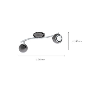 Eglo EU Bimeda LED Nickel-Nero/Chrome Steel 2-Light Spotlight