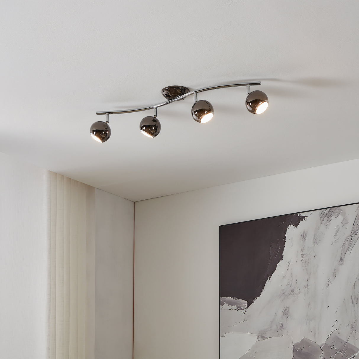 Eglo EU Bimeda LED Nickel-Nero/Chrome Steel 4-Light Spotlight