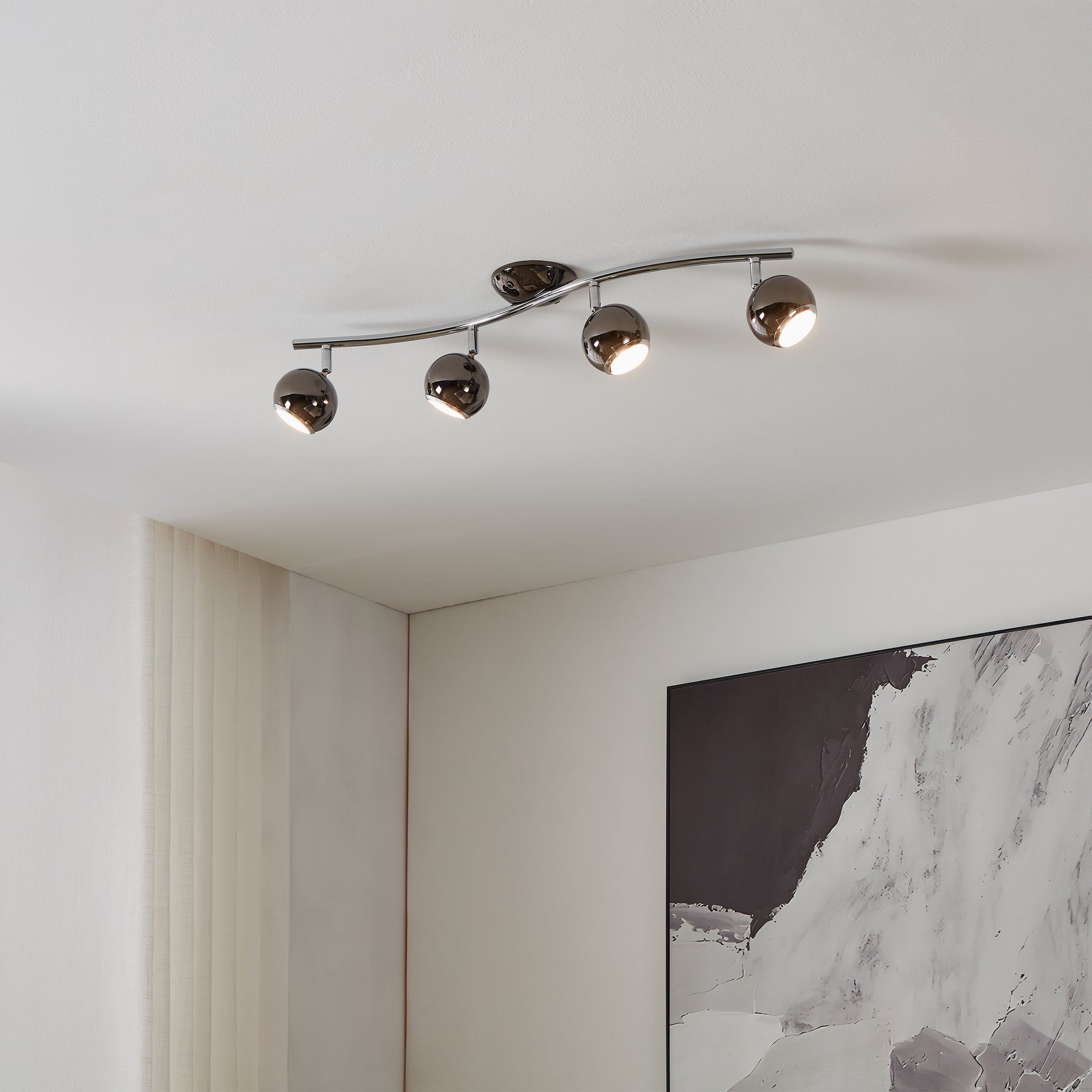 Eglo EU Bimeda LED Nickel-Nero/Chrome Steel 4-Light Spotlight product image - Endon Lighting from First Light Direct with great prices and fast UK delivery