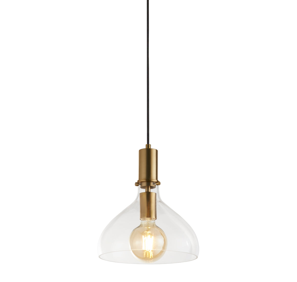 Margarita Pendant - Brass Metal & Clear Glass