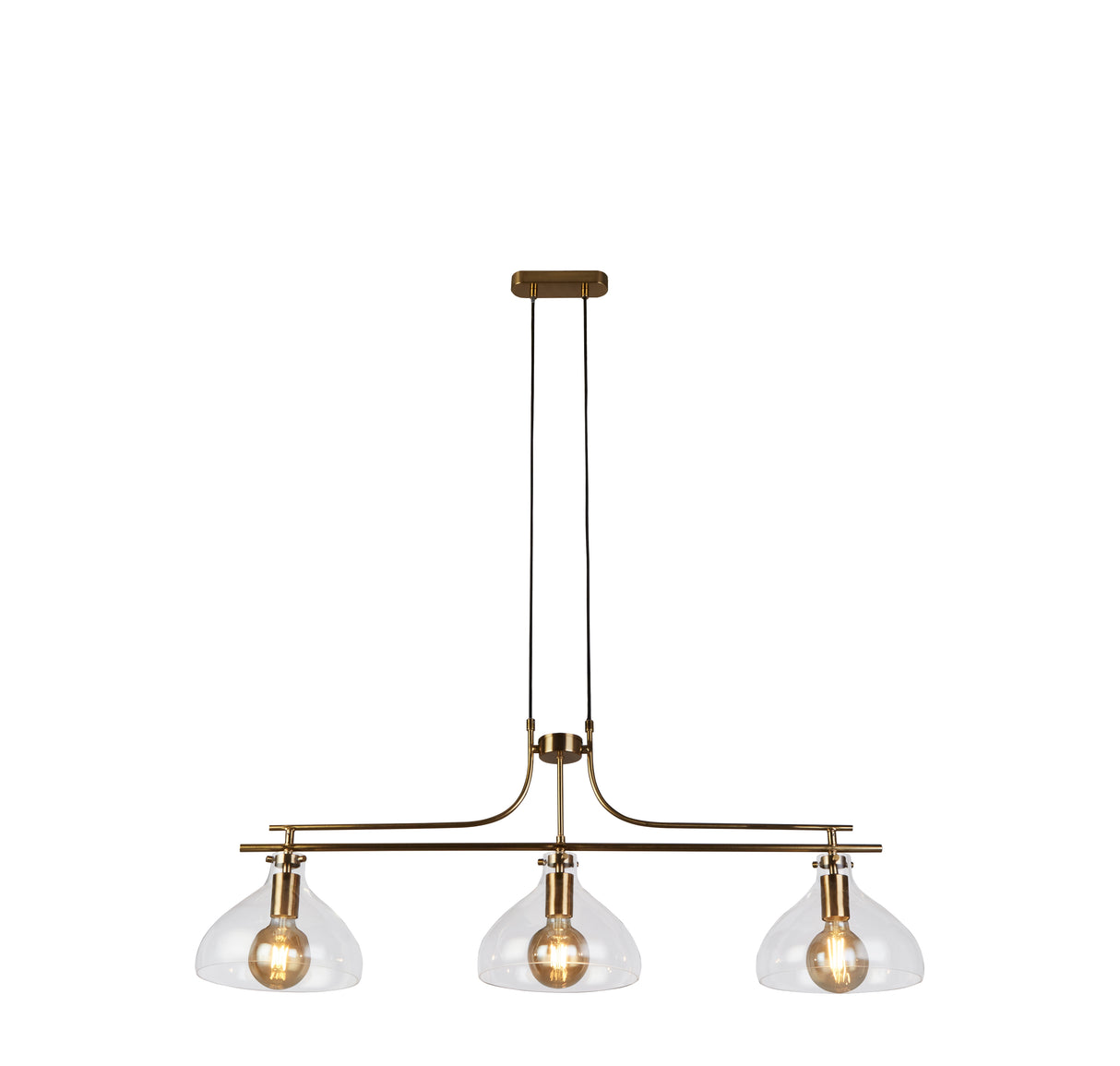 Margarita 3Lt Bar Pendant - Brass Metal & Clear Glass