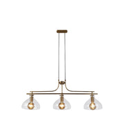 Margarita 3Lt Bar Pendant - Brass Metal & Clear Glass