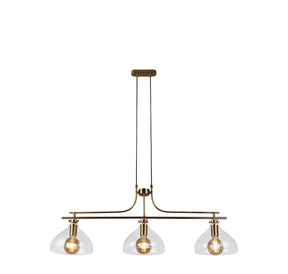 Margarita 3Lt Bar Pendant - Brass Metal & Clear Glass