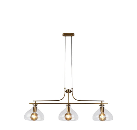 Margarita 3Lt Bar Pendant - Brass Metal & Clear Glass