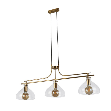 Searchlight Electric Margarita 3Lt Bar Pendant - Brass Metal & Clear Glass 31031-3PB