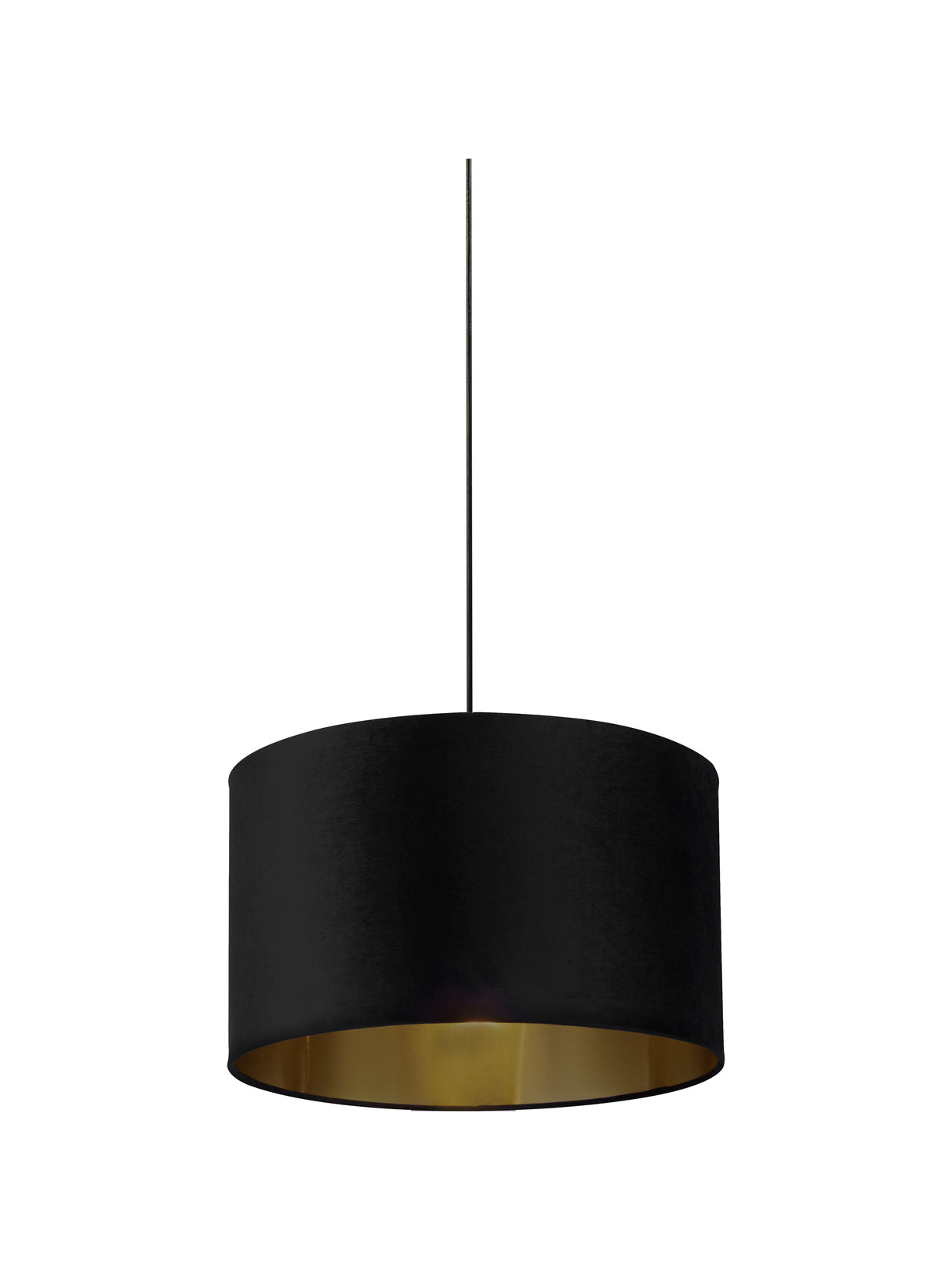 Searchlight Electric Drum Shade - Black Velvet with Gold Inner Dia.40cm 31040BK